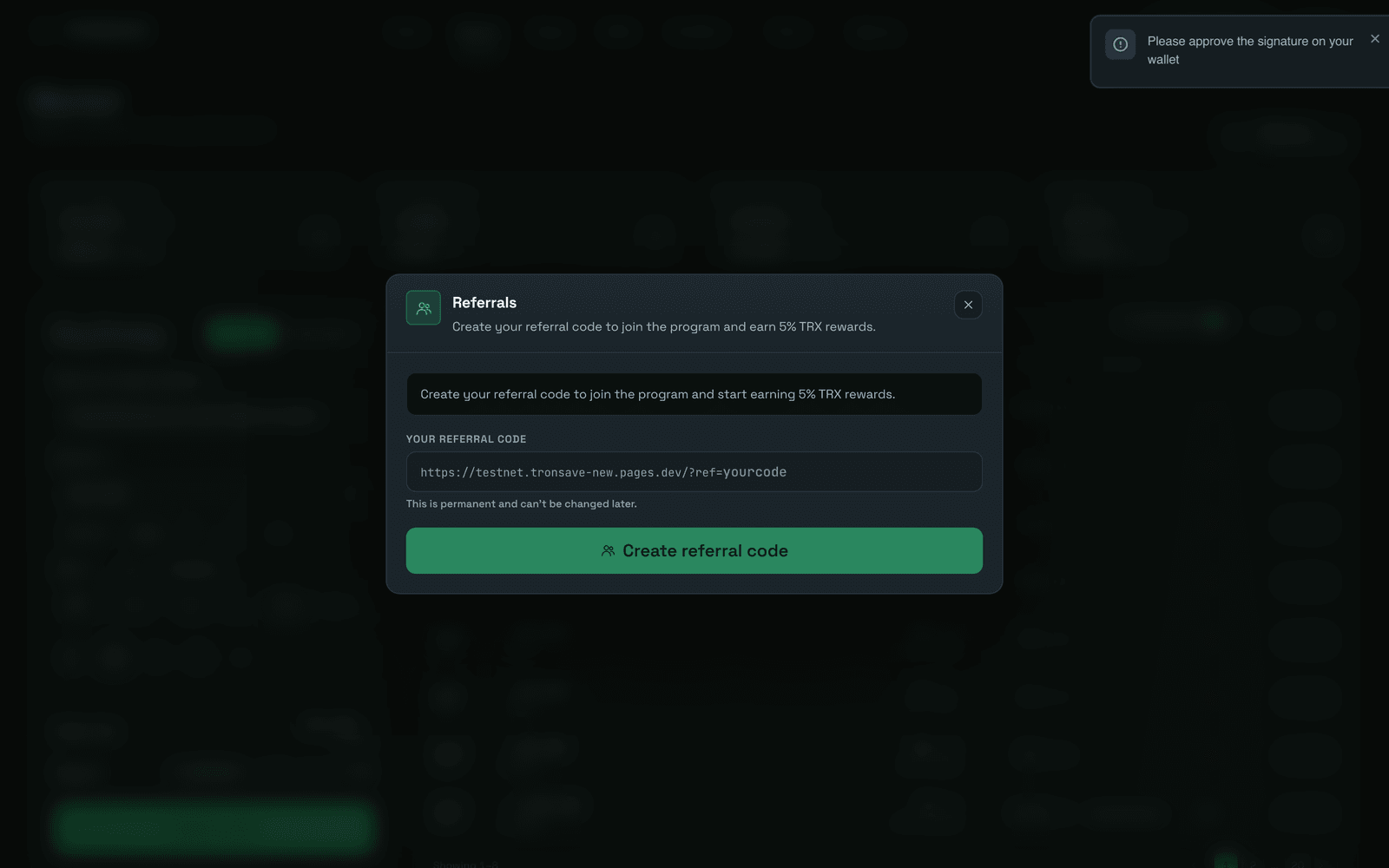 Referral Create Code